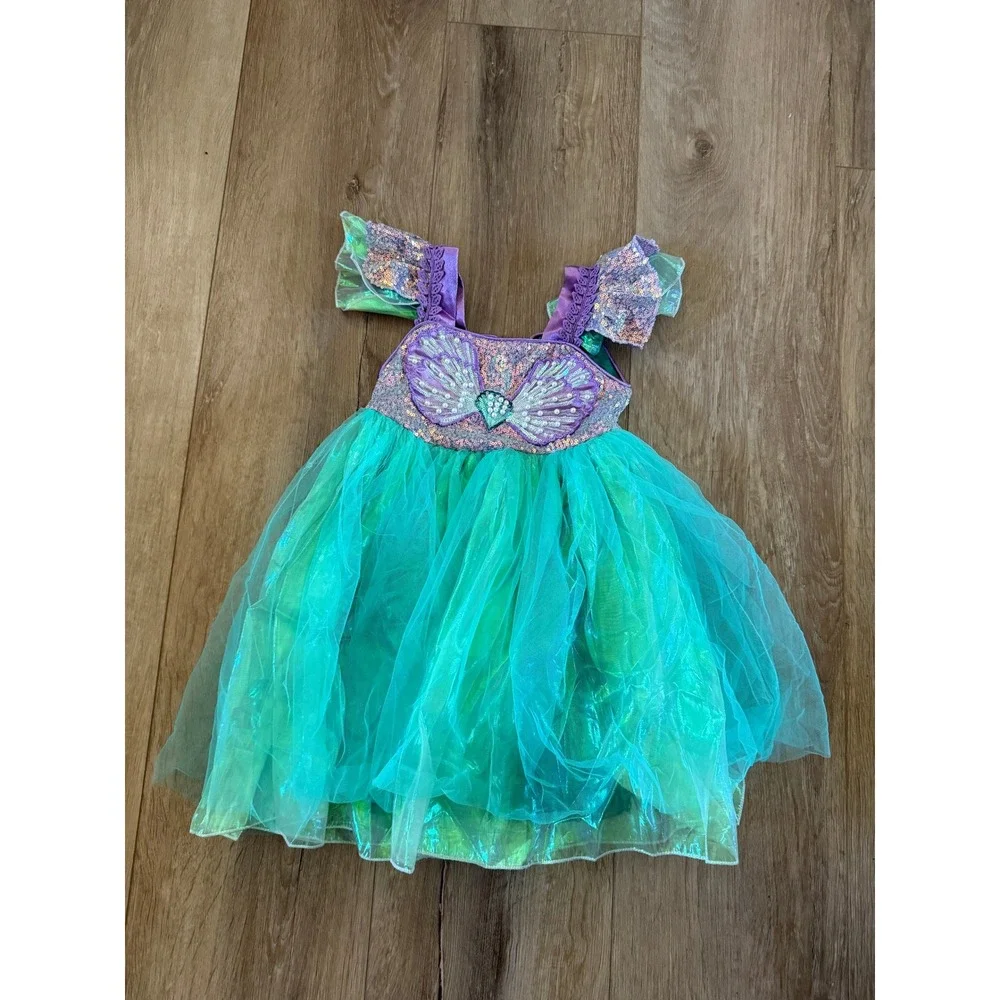 purple & green sequin princess dress halloween costume for toddler girls